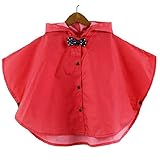 LO-aspos キッズ レイン コート ポンチョ 子供 カッパ リボン 付 雨具 (赤色 / Lサイズ)