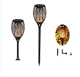ソーラー炎ライト1W3 96 LED35ルーメン自動スイッチワイヤレス照明風景の装飾防水壁/テーブルランプブラック96を使用する方法,2Pack