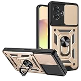 moto g64 5G / moto g64y 5G バンパーケース moto g64y 5G カバー moto g64y 5G ケース リング付き スライド式カメラ保護窓付き PC+TPU 2層構造のハイブリッドによる耐衝撃タイプ 落下防止 指リング付き タフで頑丈 カッコいい マグネットタイプ車載スタンドに対応 【LitBrian】75 (黒)
