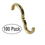 狭い画像レールフック真鍮仕上げ|成形フック 100 Pack