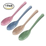 VONOTO 4色Wheatストロー子供安全スプーンポータブルテーブルウェアホテルレストラン旅行spoon- 4パック