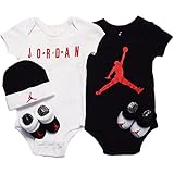 NIKE(ナイキ)エア・ジョーダン Air Jordan （0-6months）ジャンボジャンプマンブラックxAIR JORDANホワイト半袖ボディスーツ超豪華5点セット [並行輸入品]
