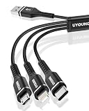 3in1 充電ケーブル 短い 30cm 急速充電コード 3 in 1 超高耐久 Type C Micro USB 3台同時充電 iPhone Android タイプC 各種対応 （ ブラック）