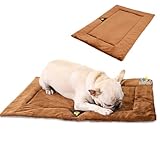 犬 ペット クッション ペット ベッド マット 柔らかい 防湿 防滑 フリース裏地 秋冬 小型犬 中型犬 大型犬 消臭 洗濯機OK (ブラウン, M)