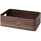 山善 収納ボックス ブラウン(ウォルナット材) レギュラー・浅型 完成品 天然木（ウォールナット材）使用 TSB-1A(BR)