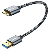 SUNGUY USB3.0 ケーブル MicroB 0.3M タイプAオス - マイクロタイプBオス USBケーブル 外付けHDD/SSD ハードドライブ/HDカメラなど対応 マイクロB変換ケーブル 高速データ転送 0.3m グレー