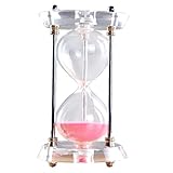 BOJIN オシャレ インテリア　砂時計　すなどけ　卓上　ガラス　アクリル枠　タイマー　カラフル　かわいい　キレイプレゼント　贈り物　モダン　15分計(ピンク)