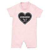 名前入り 半袖 ロンパース [HR402] 80cm ライトピンク×ダークグレー柄 出産祝い 誕生日 プレゼント おしゃれな 名入れ ベビー服