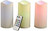 High Quality 3-Piece 6-Inch Indoor/Outdoor Candle Set with Color Changing Remote