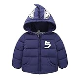 ベビー服 キッズ コート 子供服 秋冬 可愛い　動物デザイン　中綿ジャケット 防寒 アウター 上着 綿服　男の子 女の子 ソフト 暖かい お洒落 90/100/110/120/130 （ネービー）Ga