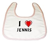 Baby Bib with I Love Jennis (first name/surname/nickname) by Shopzeus