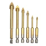 MOHOO ガラスセラミックスの掘削ビット ガラスHOLE 合金の三角形ドリル タングステン鋼タイルドリル 6セット 4ミリメートル 5ミリメートル 6ミリメートル 8ミリメートル 10ミリメートル 