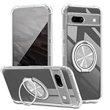 Google Pixel 7A 用 ケース 360°回転スタンド リング付き カバー スタンド機能 縦横両対応 TPU 保護ケース カバー背面 シェル クバー ソフト 耐衝撃性 ストラップホール付き グーグルピクセル7A スマホケース 透明