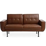 LOWYA （ロウヤ） ソファ ソファー 2人掛け スチール脚 アームレスト くるみボタン 新生活 おしゃれ PU キャメル