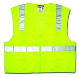MCR Safety CL2LCX3 Class 2 Polyester Mesh Safety Vest with 2-Inch Silver Stripe and Zipper, Fluoresc