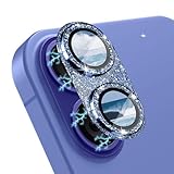 CeiBand ラインストーン カメラフィルム iPhone 16/iPhone 16 Plus 対応 レンズカバー カメラ保護 アルミ合金縁取り+強化ガラス】 キラキラ レンズ保護フィルム 高透過率 露出オーバー防止 全体保護 カメラ保護フィルム iPhone 16/iPhone 16 Plus 対応 （ブルー）