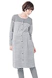 [アビコ]ABICO マタニティ パジャマ ベーシック ロング丈 前開き 丸首 ボーダー柄 コットン 長袖 授乳服 授乳口付き ウエスト調節 妊婦服 産前 産後 ルームウェア オールシーズン