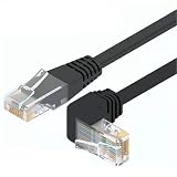 CAT5 LANケーブル 片側L型 Cat5イーサネットパッチケーブル 金メッキ 下向き90度角度付きLANケーブル ブラック Cat5 LANケーブルです (2M) [並行輸入品]