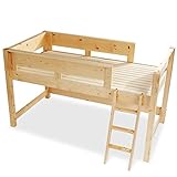 木製 天然木 ベッド ロフトベッド システムベッド はしご すのこ板 ミドルタイプ ナチュラル