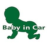 Baby in Car ステッカー ベビーインカー 赤ちゃんが乗ってます カッティングステッカー (ダークグリーン)
