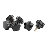 uxcell ねじノブ 星型 スター型のヘッド ねじタイプ クランプねじ ブラック 6個入り