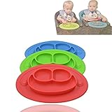 Kuke バージョンアップ版 防水シリコン　吸盤付き　強い吸着力　かわいいプレート　遊び食べ 離乳食 ベビー食器　ランチ皿　お食事マット　赤ちゃんミニマット　子供食器　ベビー用品