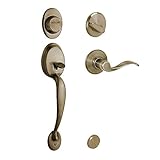 Schlage F93PLY609ACCLH Plymouth Inactive Handleset with Accent Left-handed Lever, Antique Brass [並行輸