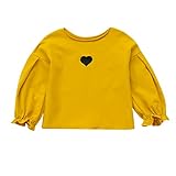 洋子ちゃん　長袖　子供 服 女の子 長袖　パフスリーブ　ハート形　プリント　可愛い　 秋　Tシャツ トップ　キッズ服　おもしろ　満月/出産祝い/プレゼント　通園　おでかけ　80CM－90CM－100C