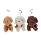 [WHAMVOX] 3個 犬のおもちゃのキーホルダー ぬいぐるみバッグチャーム キーチェーン 犬のキーホルダー かわいいぬいぐるみ カーニバル賞品 キーリング キーホルダー ぬいぐるみ 車のふわふわペ