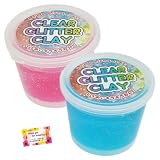 【感触がおもしろい！】 キラキラ透明ねんど ラメ入り ちぎれる はずむ のばせる 知育 おもちゃ 工作 ハンドメイド 80g 4色アソート【2個セット】