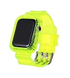 [ユグドラシル] アップルウォッチ 一体型 クリアバンド ケース カバー バンド ベルト applewatch 38mm 40mm 41mm 42mm 44mm 45mm 7 6 5 4 3 SE(イエロー/38mm/40mm/41mm用)