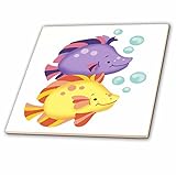 3droseラス・ビリントン・デザインNursery Designs – 2つカラフルトロピカル魚と泡 – タイル 6-Inch-Ceramic ct_237140_2