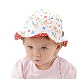 Simple Plan ベビー　キッズ　 100％綿製　かわいい水玉　ハット　キャップ　日よけ帽子　折りたたみ　3カラー選択可能　女の子　男の子　日焼予防　紫外線対策　UVカット　ひも付き (ウサギ)