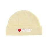 冬のかわいいベビーコットンニット帽子、赤ちゃん男の子と女の子（6?12ヶ月）、私はママが大好き, イェロー