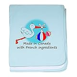 CafePress – Stork赤ちゃんフランスカナダ – スーパーソフトベビー毛布、新生児おくるみ ブルー 050887056325CD2