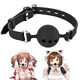 Soxeeh SMグッズ SM口枷 SMセット ギャグボール 拘束具 中空設計 開口器具 SMプレイ 調節可能 シリコン製（直径3.5cm）