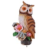 P Prettyia フクロウの置物　 卓上装飾 芝生 ガーデン デコレーション　全2色　ギフト　 - 黄色