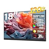 ポータブルラップトップモニター、18インチHD、デュアルスピーカー内蔵、コンピューターゲームディスプレイ、携帯電話PSコンソール用 (120Hz)