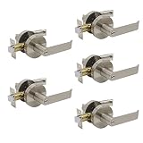 Probricoつや消しニッケルプライバシードアLocksetドアノブのベッドルームやバスルームドア5パック Door Lever-Style 02SNBK DL02SNBK-US5Pack