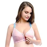 ギフトポケットレディースFront Clasp andクリップDownレーサーバックワイヤレスマタニティ授乳ブラ US サイズ: L カラー: ピンク