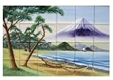 絵タイル 三保の松原 陶器質タイル 4×6 【アウトレットタイル】