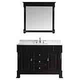 Virtu USA gs-4048-wmsq-dw-002 Huntshire 48 "シングル洗面化粧台with Marble andスクエアシンク上部をポリッシュクローム蛇口、ミラー、ダークウォー