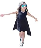 Toddler GirlクルーネックノースリーブシャツドレスミニスカートHigh Low夏Clothing カラー: ブラック