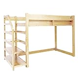 ロフトベッド コンセント 本棚 ディスプレイラック 階段付 天然木パイン材 シングル ナチュラル