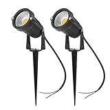 Tomshine 5W AC/ DC12V 500LM IP65 2パックCOB LED芝生ランプ 風景ライト 超明るいライト ハイパワー スポットライト ガーデンライト 屋外照明 装飾用 (２枚, 