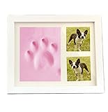 JpGdn 　ベビー写真フレーム　手形足形フォトフレーム　写真立て　無毒で安全の粘土　赤ちゃん出産祝いギフト　ベビー記念品　木製　男女通用 セット１個 ピンク