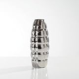 Torre & Tagus 902154A Blimp Ceramic Bullet Vase Short, Chrome [並行輸入品]