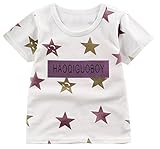 Plus Nao(プラスナオ) Tシャツ カットソー キッズ 子ども服 男の子 女の子 子供 プリントＴシャツ 可愛い ラウンドネック 柄 星 夏 女児 男 90 I