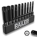 レール改ざん防止TORXビットセット – プレミアムS2スチール6点セキュリティドライバービットセット ビットレール付き – 精密CNC機械加工 2インチスタービットセット(T8、T9、T10、T15、T20、T25、T27、T30、T40、T45)