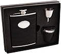 Visol VSET27-1214 Noir Black Crocodile Leather 6 oz Deluxe Flask Gift Set